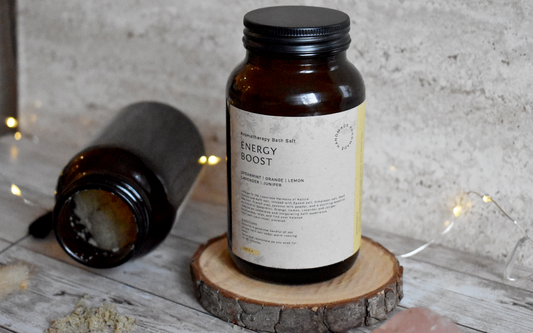 Aromatherapy Bath Salt "Energy Boost" - Infused with Spearmint, Orange, Lemon, Lavender, and Juniper Essential Oils