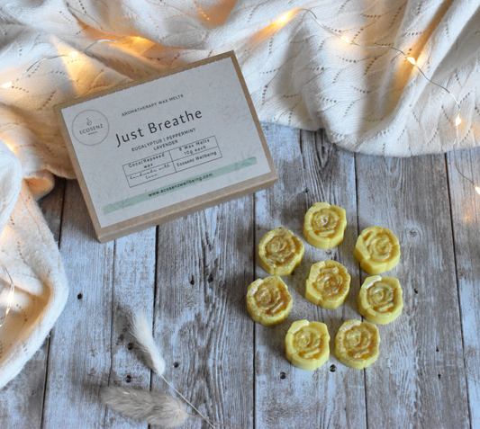 JUST BREATHE Aromatherapy Wax Melts : Infused with Eucalyptus, Peppermint and Lavender Essential Oil
